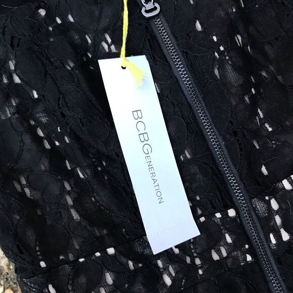 BCBG Black Lace from zip mini party dress 0 - Picture 2 of 7